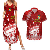 Personalised Tonga King Tupou I Day Couples Matching Summer Maxi Dress and Hawaiian Shirt Tongan Ngatu Pattern With Crown - Wonder Print Shop