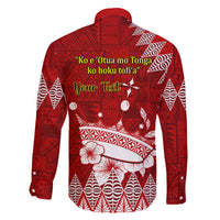 Personalised Tonga King Tupou I Day Family Matching Long Sleeve Bodycon Dress and Hawaiian Shirt Tongan Ngatu Pattern With Crown - Wonder Print Shop