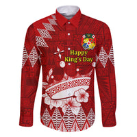 Personalised Tonga King Tupou I Day Family Matching Off Shoulder Long Sleeve Dress and Hawaiian Shirt Tongan Ngatu Pattern With Crown - Wonder Print Shop