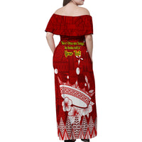 Personalised Tonga King Tupou I Day Family Matching Off Shoulder Maxi Dress and Hawaiian Shirt Tongan Ngatu Pattern With Crown - Wonder Print Shop