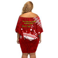 Personalised Tonga King Tupou I Day Family Matching Off Shoulder Short Dress and Hawaiian Shirt Tongan Ngatu Pattern With Crown - Wonder Print Shop