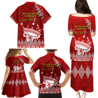 Personalised Tonga King Tupou I Day Family Matching Puletasi Dress and Hawaiian Shirt Tongan Ngatu Pattern With Crown - Wonder Print Shop