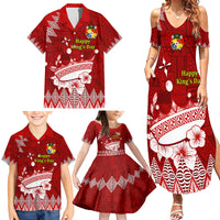 Personalised Tonga King Tupou I Day Family Matching Summer Maxi Dress and Hawaiian Shirt Tongan Ngatu Pattern With Crown - Wonder Print Shop