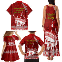 Personalised Tonga King Tupou I Day Family Matching Tank Maxi Dress and Hawaiian Shirt Tongan Ngatu Pattern With Crown - Wonder Print Shop