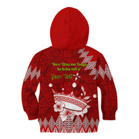 Personalised Tonga King Tupou I Day Kid Hoodie Tongan Ngatu Pattern With Crown - Wonder Print Shop