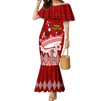 Personalised Tonga King Tupou I Day Mermaid Dress Tongan Ngatu Pattern With Crown - Wonder Print Shop