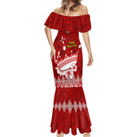 Personalised Tonga King Tupou I Day Mermaid Dress Tongan Ngatu Pattern With Crown - Wonder Print Shop