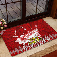 Personalised Tonga King Tupou I Day Rubber Doormat Tongan Ngatu Pattern With Crown - Wonder Print Shop