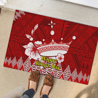 Personalised Tonga King Tupou I Day Rubber Doormat Tongan Ngatu Pattern With Crown - Wonder Print Shop