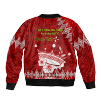 Personalised Tonga King Tupou I Day Sleeve Zip Bomber Jacket Tongan Ngatu Pattern With Crown - Wonder Print Shop