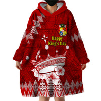 Personalised Tonga King Tupou I Day Wearable Blanket Hoodie Tongan Ngatu Pattern With Crown - Wonder Print Shop