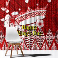 Personalised Tonga King Tupou I Day Window Curtain Tongan Ngatu Pattern With Crown - Wonder Print Shop