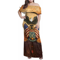 Route 66 Highway United States Family Matching Off Shoulder Maxi Dress and Hawaiian Shirt Mother Road Happy 100th Anniversary Proud - Wonder Print Shop