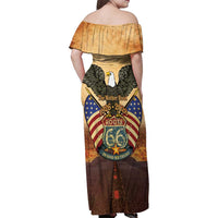 Route 66 Highway United States Family Matching Off Shoulder Maxi Dress and Hawaiian Shirt Mother Road Happy 100th Anniversary Proud - Wonder Print Shop