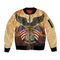 Route 66 Highway United States Sleeve Zip Bomber Jacket Mother Road Happy 100th Anniversary Proud - Wonder Print Shop