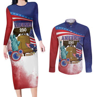 United States 4th Of July Couples Matching Long Sleeve Bodycon Dress and Long Sleeve Button Shirt 250th Anniversary Liberty Bell - Wonder Print Shop