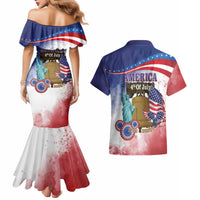 United States 4th Of July Couples Matching Mermaid Dress and Hawaiian Shirt 250th Anniversary Liberty Bell - Wonder Print Shop