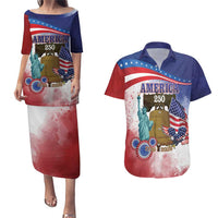 United States 4th Of July Couples Matching Puletasi and Hawaiian Shirt 250th Anniversary Liberty Bell - Wonder Print Shop