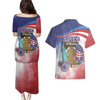 United States 4th Of July Couples Matching Puletasi and Hawaiian Shirt 250th Anniversary Liberty Bell - Wonder Print Shop