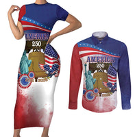 United States 4th Of July Couples Matching Short Sleeve Bodycon Dress and Long Sleeve Button Shirt 250th Anniversary Liberty Bell - Wonder Print Shop