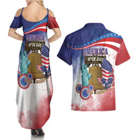 United States 4th Of July Couples Matching Summer Maxi Dress and Hawaiian Shirt 250th Anniversary Liberty Bell - Wonder Print Shop