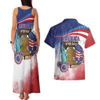 United States 4th Of July Couples Matching Tank Maxi Dress and Hawaiian Shirt 250th Anniversary Liberty Bell - Wonder Print Shop