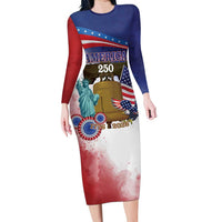United States 4th Of July Family Matching Long Sleeve Bodycon Dress and Hawaiian Shirt 250th Anniversary Liberty Bell - Wonder Print Shop