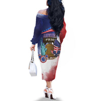 United States 4th Of July Family Matching Off The Shoulder Long Sleeve Dress and Hawaiian Shirt 250th Anniversary Liberty Bell - Wonder Print Shop