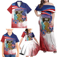 United States 4th Of July Family Matching Off Shoulder Maxi Dress and Hawaiian Shirt 250th Anniversary Liberty Bell - Wonder Print Shop