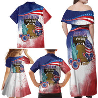 United States 4th Of July Family Matching Off Shoulder Maxi Dress and Hawaiian Shirt 250th Anniversary Liberty Bell - Wonder Print Shop