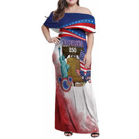 United States 4th Of July Family Matching Off Shoulder Maxi Dress and Hawaiian Shirt 250th Anniversary Liberty Bell - Wonder Print Shop