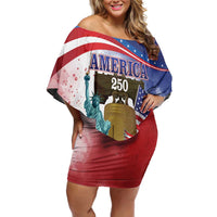 United States 4th Of July Family Matching Off Shoulder Short Dress and Hawaiian Shirt 250th Anniversary Liberty Bell - Wonder Print Shop