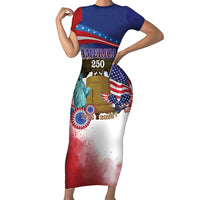 United States 4th Of July Family Matching Short Sleeve Bodycon Dress and Hawaiian Shirt 250th Anniversary Liberty Bell - Wonder Print Shop