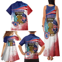 United States 4th Of July Family Matching Tank Maxi Dress and Hawaiian Shirt 250th Anniversary Liberty Bell - Wonder Print Shop