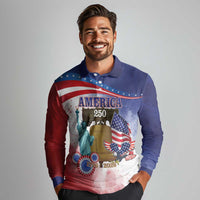United States 4th Of July Long Sleeve Polo Shirt 250th Anniversary Liberty Bell - Wonder Print Shop