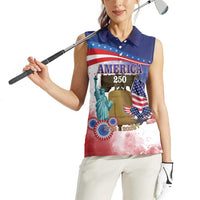 United States 4th Of July Women Sleeveless Polo Shirt 250th Anniversary Liberty Bell - Wonder Print Shop