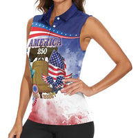 United States 4th Of July Women Sleeveless Polo Shirt 250th Anniversary Liberty Bell - Wonder Print Shop