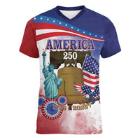 United States 4th Of July Women V-Neck T-Shirt 250th Anniversary Liberty Bell - Wonder Print Shop