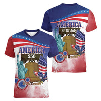United States 4th Of July Women V-Neck T-Shirt 250th Anniversary Liberty Bell - Wonder Print Shop