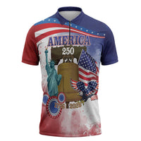 United States 4th Of July Zipper Polo Shirt 250th Anniversary Liberty Bell - Wonder Print Shop