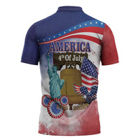 United States 4th Of July Zipper Polo Shirt 250th Anniversary Liberty Bell - Wonder Print Shop
