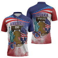 United States 4th Of July Zipper Polo Shirt 250th Anniversary Liberty Bell - Wonder Print Shop