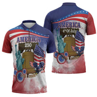 United States 4th Of July Zipper Polo Shirt 250th Anniversary Liberty Bell - Wonder Print Shop