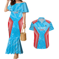 Custom Kuwait Cricket Couples Matching Mermaid Dress and Hawaiian Shirt Go Champions Grunge Style - Wonder Print Shop