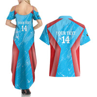 Custom Kuwait Cricket Couples Matching Summer Maxi Dress and Hawaiian Shirt Go Champions Grunge Style - Wonder Print Shop