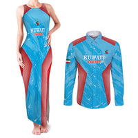 Custom Kuwait Cricket Couples Matching Tank Maxi Dress and Long Sleeve Button Shirt Go Champions Grunge Style - Wonder Print Shop
