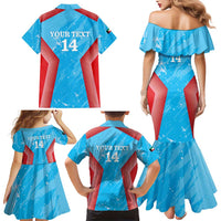 Custom Kuwait Cricket Family Matching Mermaid Dress and Hawaiian Shirt Go Champions Grunge Style - Wonder Print Shop