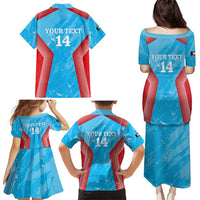 Custom Kuwait Cricket Family Matching Puletasi and Hawaiian Shirt Go Champions Grunge Style - Wonder Print Shop