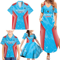 Custom Kuwait Cricket Family Matching Summer Maxi Dress and Hawaiian Shirt Go Champions Grunge Style - Wonder Print Shop