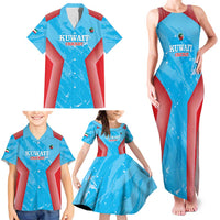 Custom Kuwait Cricket Family Matching Tank Maxi Dress and Hawaiian Shirt Go Champions Grunge Style - Wonder Print Shop